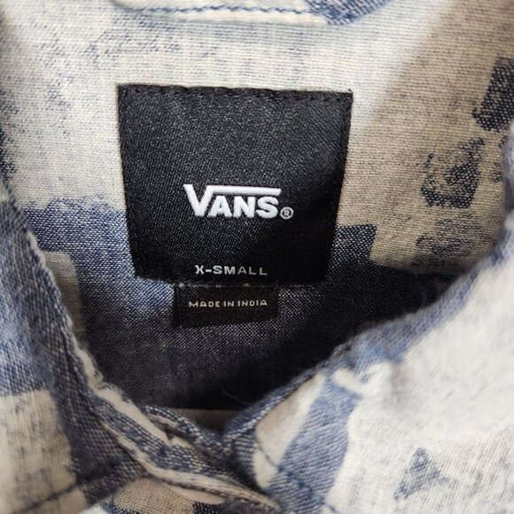 NWT Vans HOMESPUN LONG SLEEVE WOVEN TOP in Ashley Blue Size XS - Picture 7 of 9